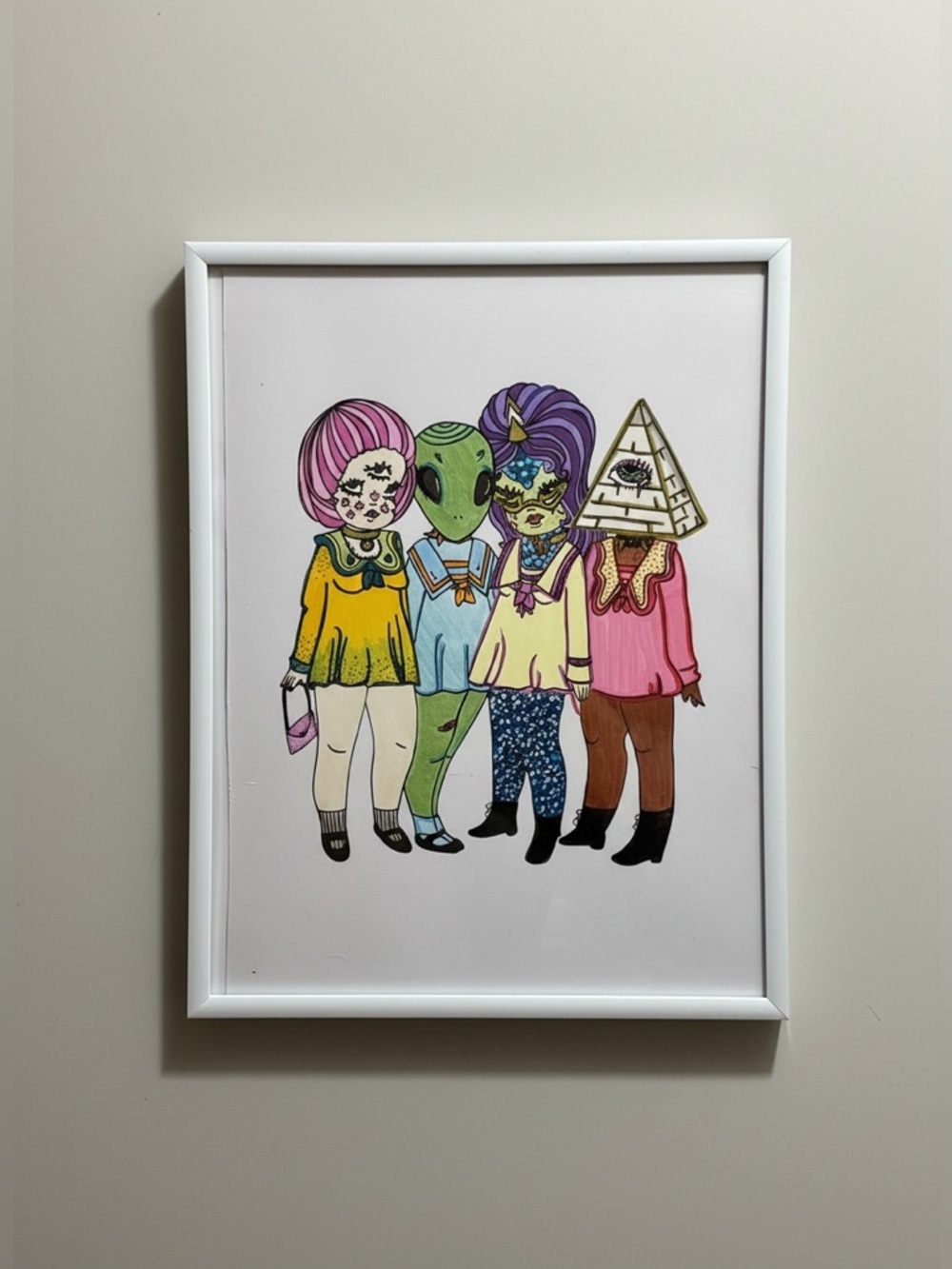 🦄 Valfré Surrealist Pop Art Best Friends Art Print ~ 11x8 (Framed)